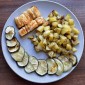 Halibut s pečenou cuketou a bramborem